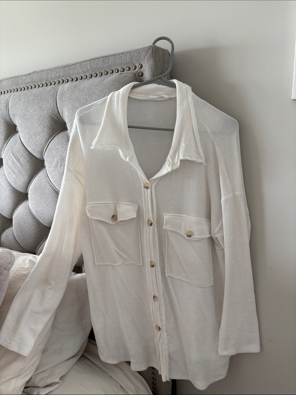 BUCKETLIST Cream Ribbed Collar Pullover